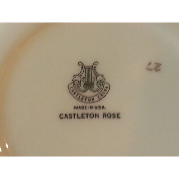 Castleton Rose Footed Tea Cup Saucer Gold Trim USA  Antique - Picture 6 of 8